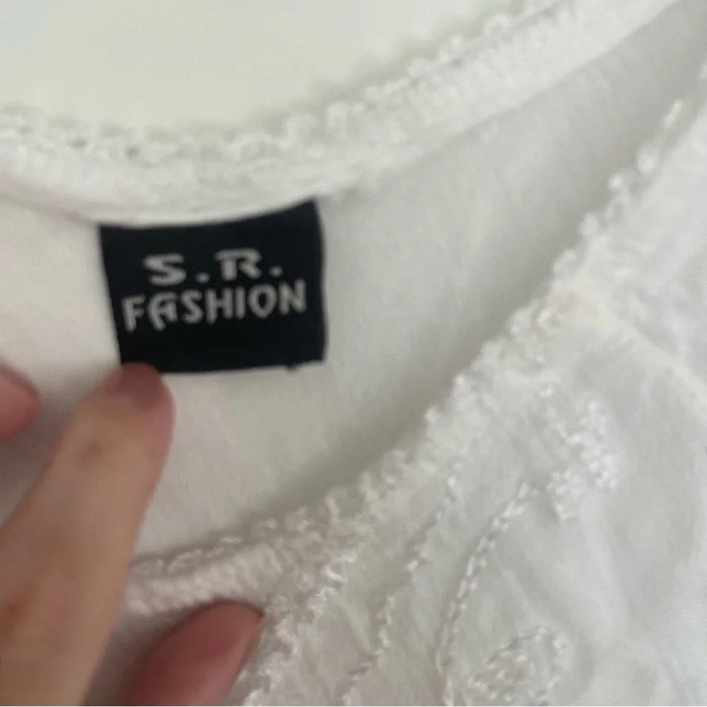 S.R. Fashion Embroidered Shift Tent Dress Dainty White Size L - Picture 5 of 11